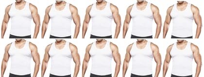 Men's Regular Cotton Sleeveless White Vests (PACK OF 10)