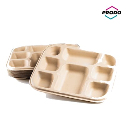 PRODO Bagasse Meal Tray 8CP PRODO Bagasse Meal Tray 8CP