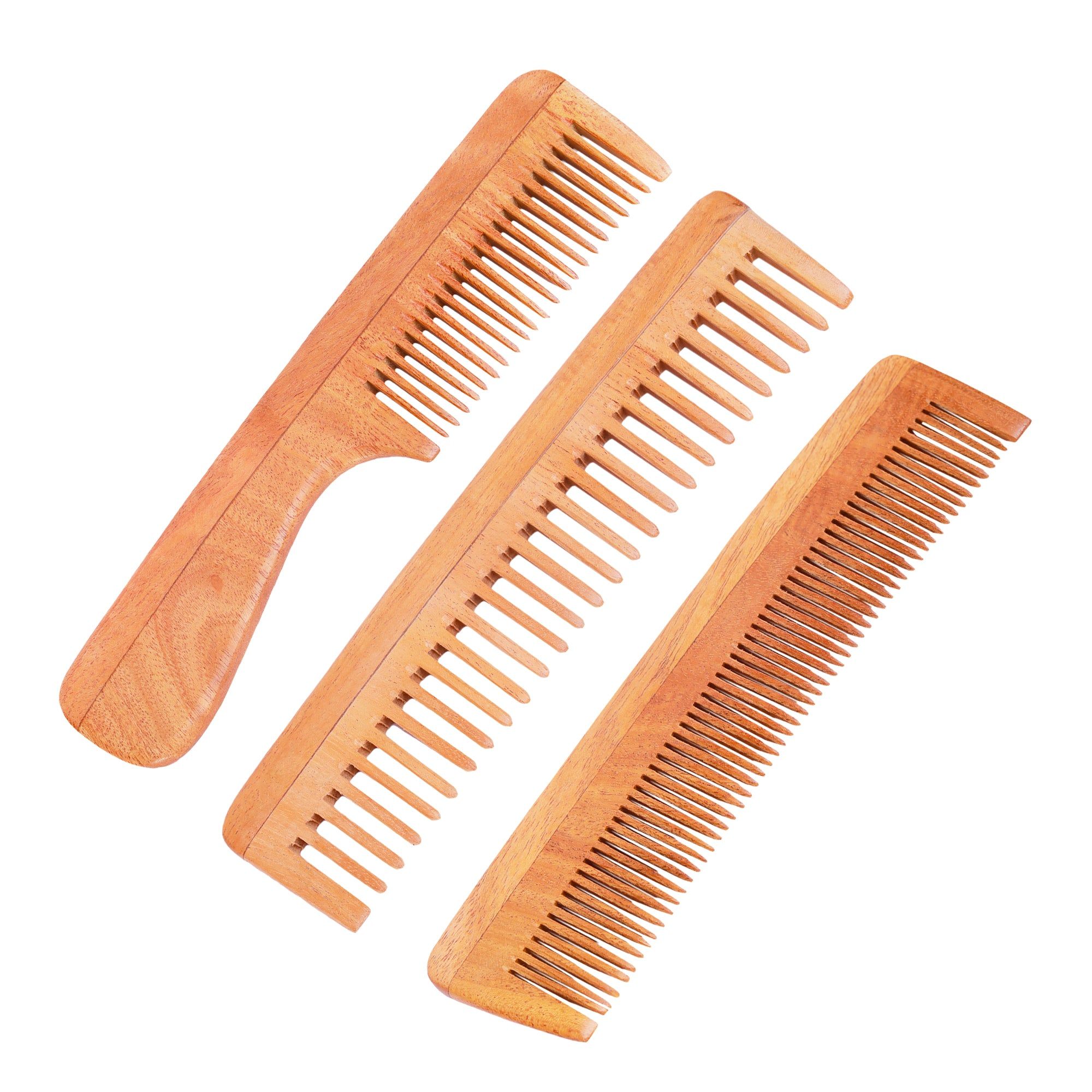 Neem Wood Combs (Set of 3 combs) – UNISEX (Anti-Bacterial & Anti-Fungal)