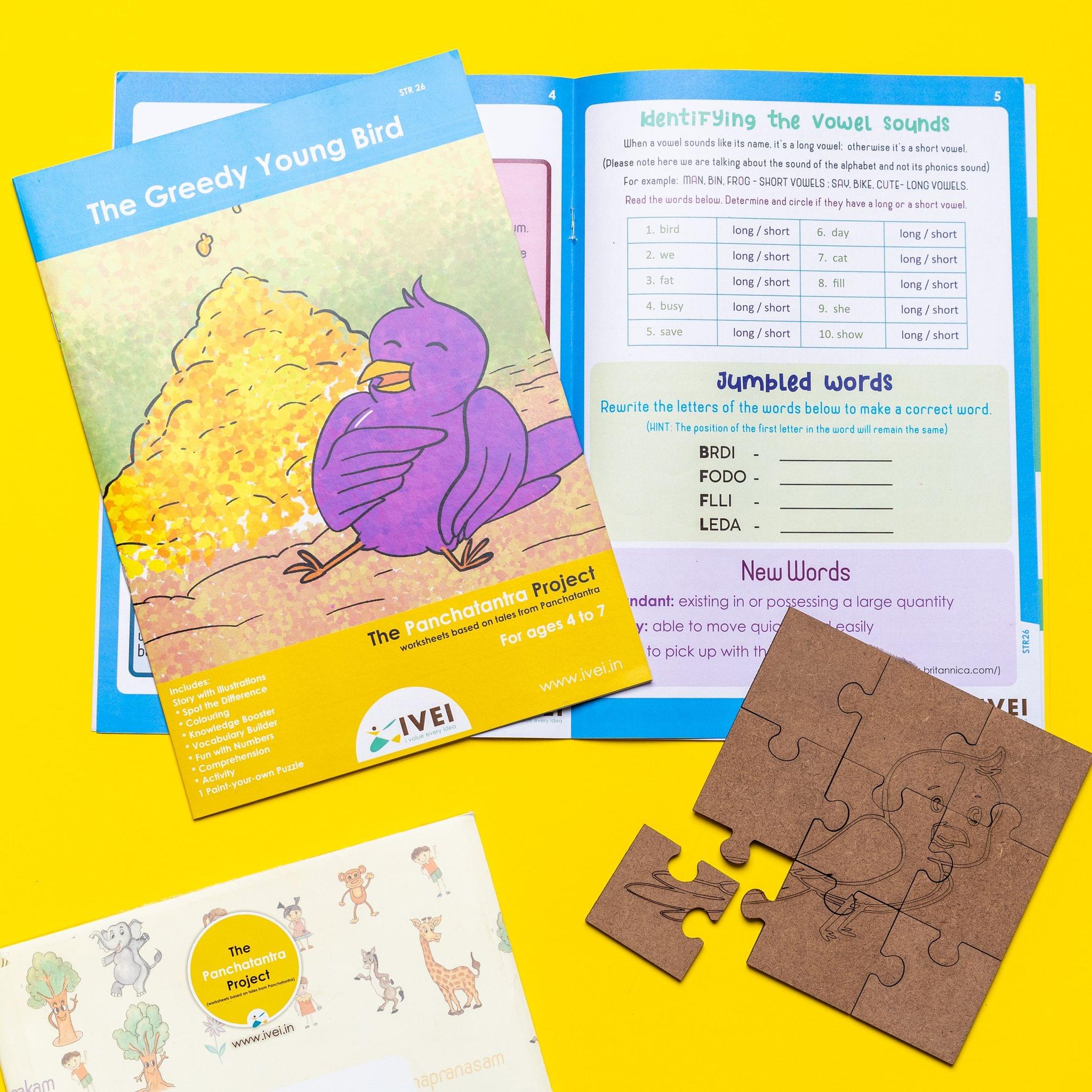 The Greedy Young Bird - Workbook and DIY puzzle - 4 to 7 yrs