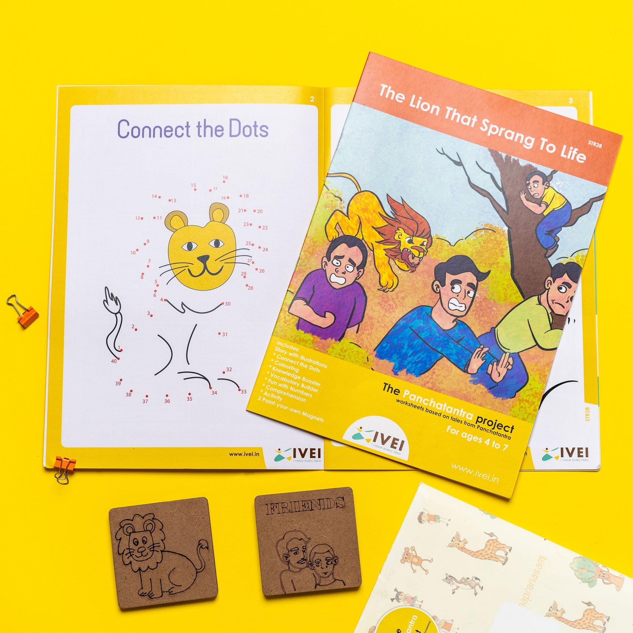 The Lion That Sprang To Life - Workbook and 2 DIY magnets - 4 to 7 yrs