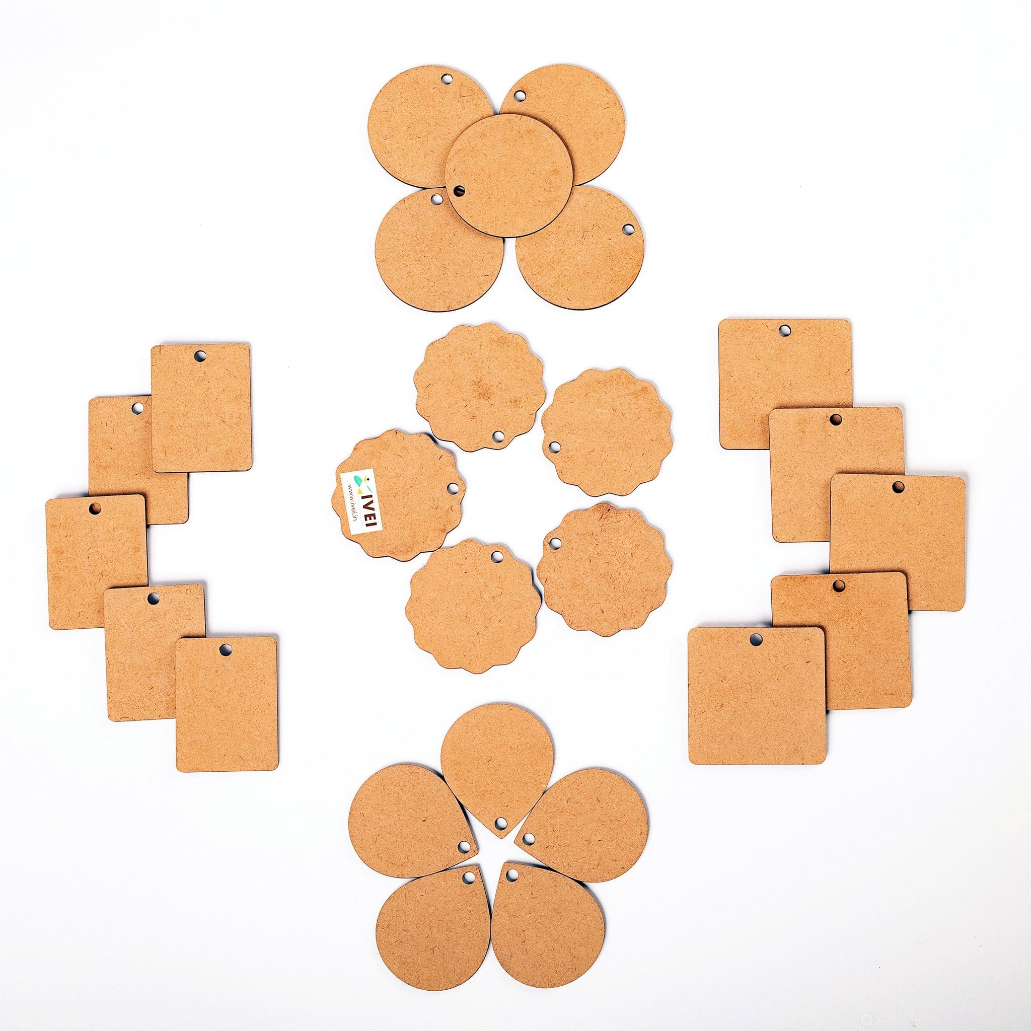 IVEI DIY MDF Shaped Pendants (small) - Set of 25