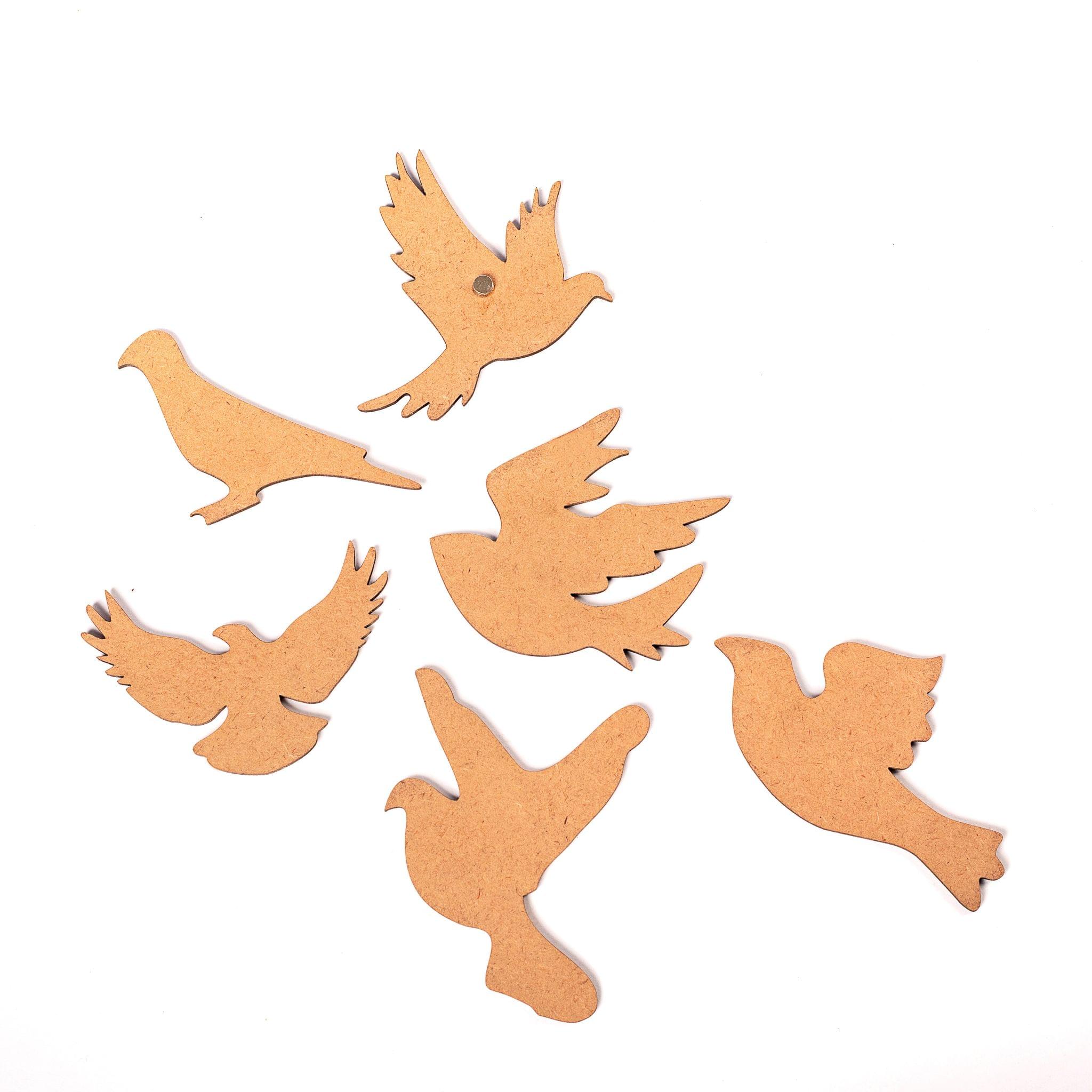 IVEI DIY MDF Bird magnets - set of 6 - Craft for kids