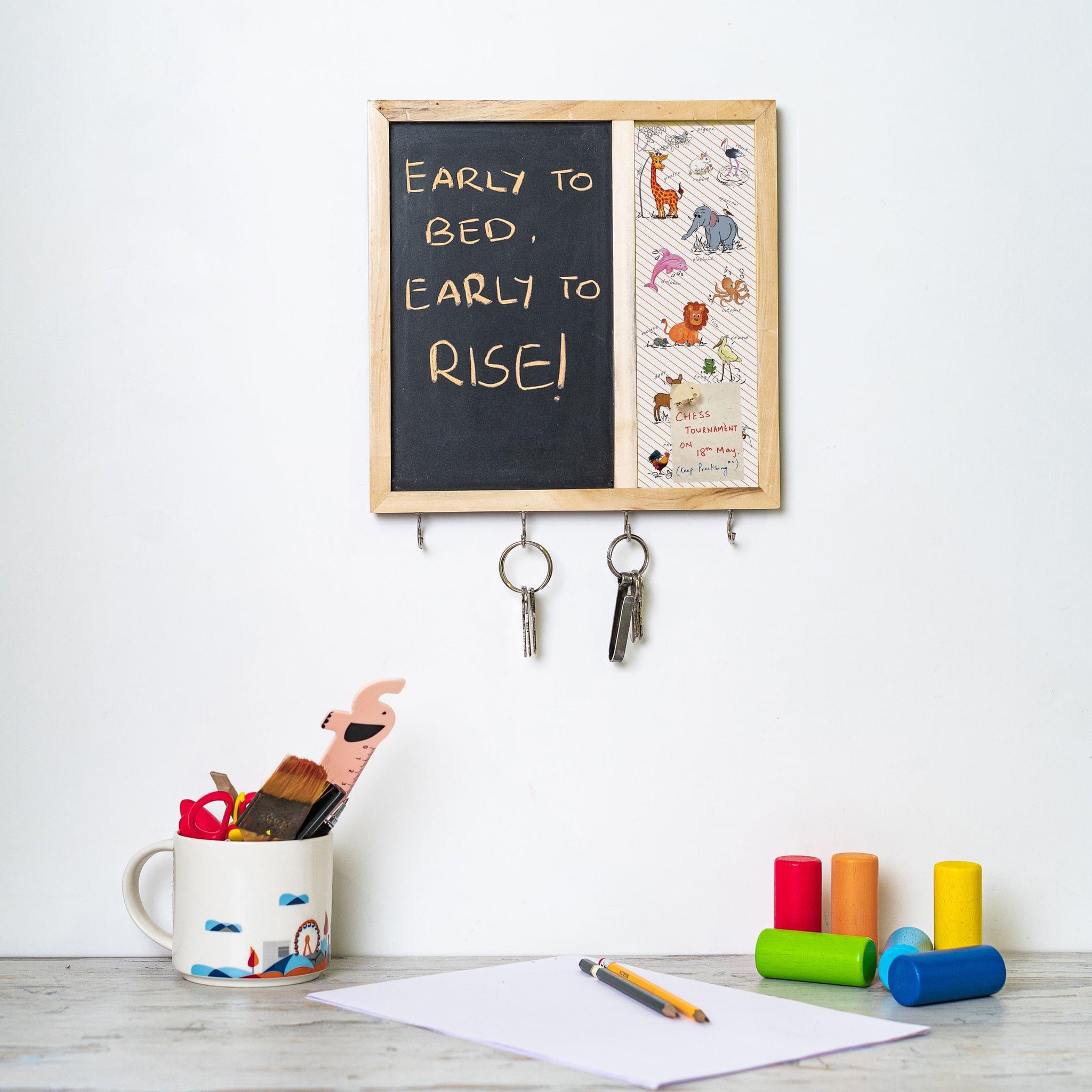 Kids Metal Board Blackboard with Hooks