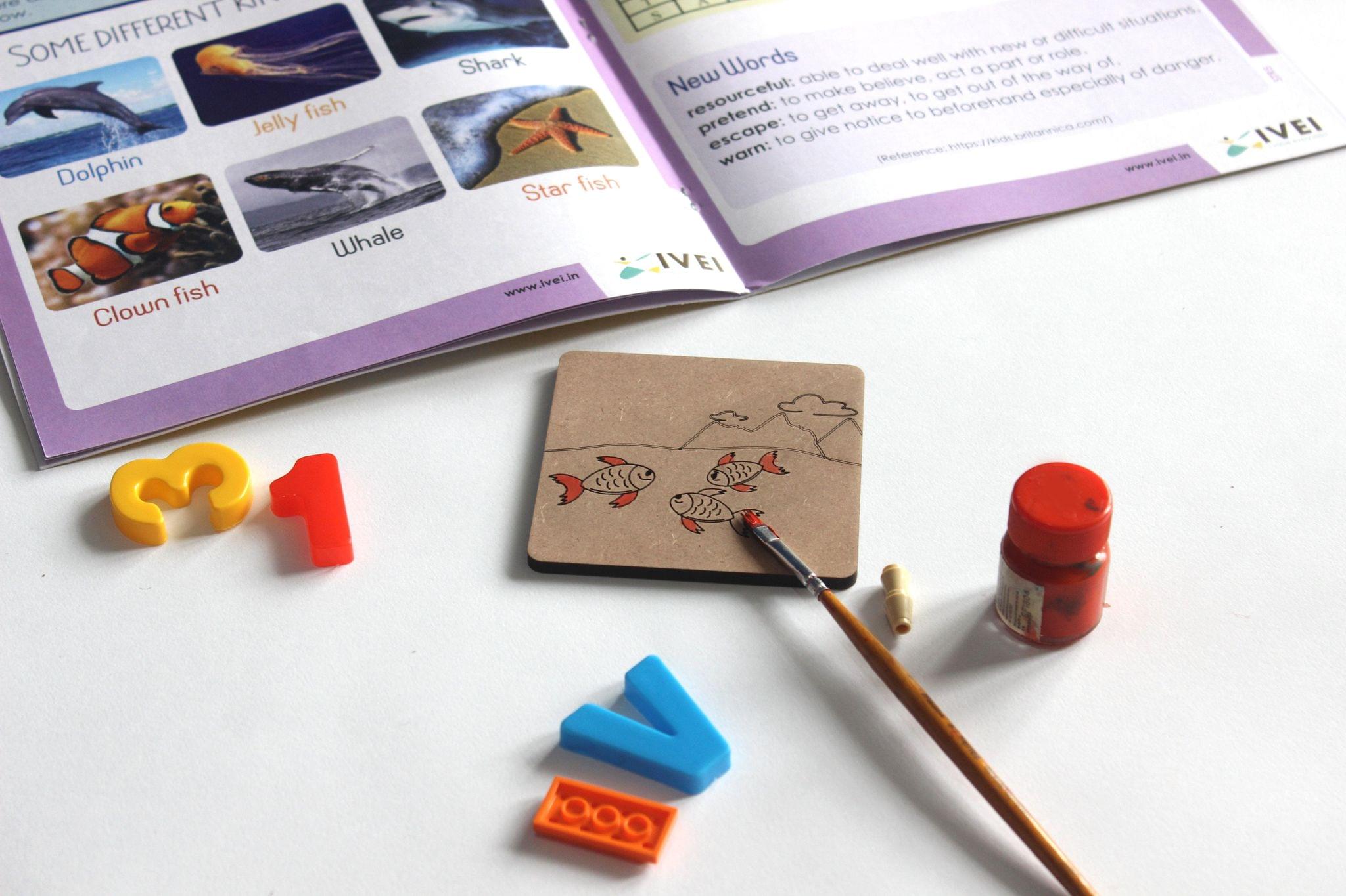 The Three Fish -Workbook and 2 DIY Coasters - 4 to 7 yrs