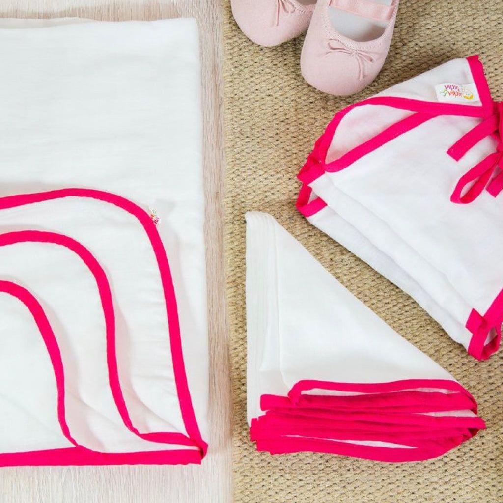 Gift Set for Newborn children - 3 Nappies, 3 Napkins, and 1 Towel - Pink