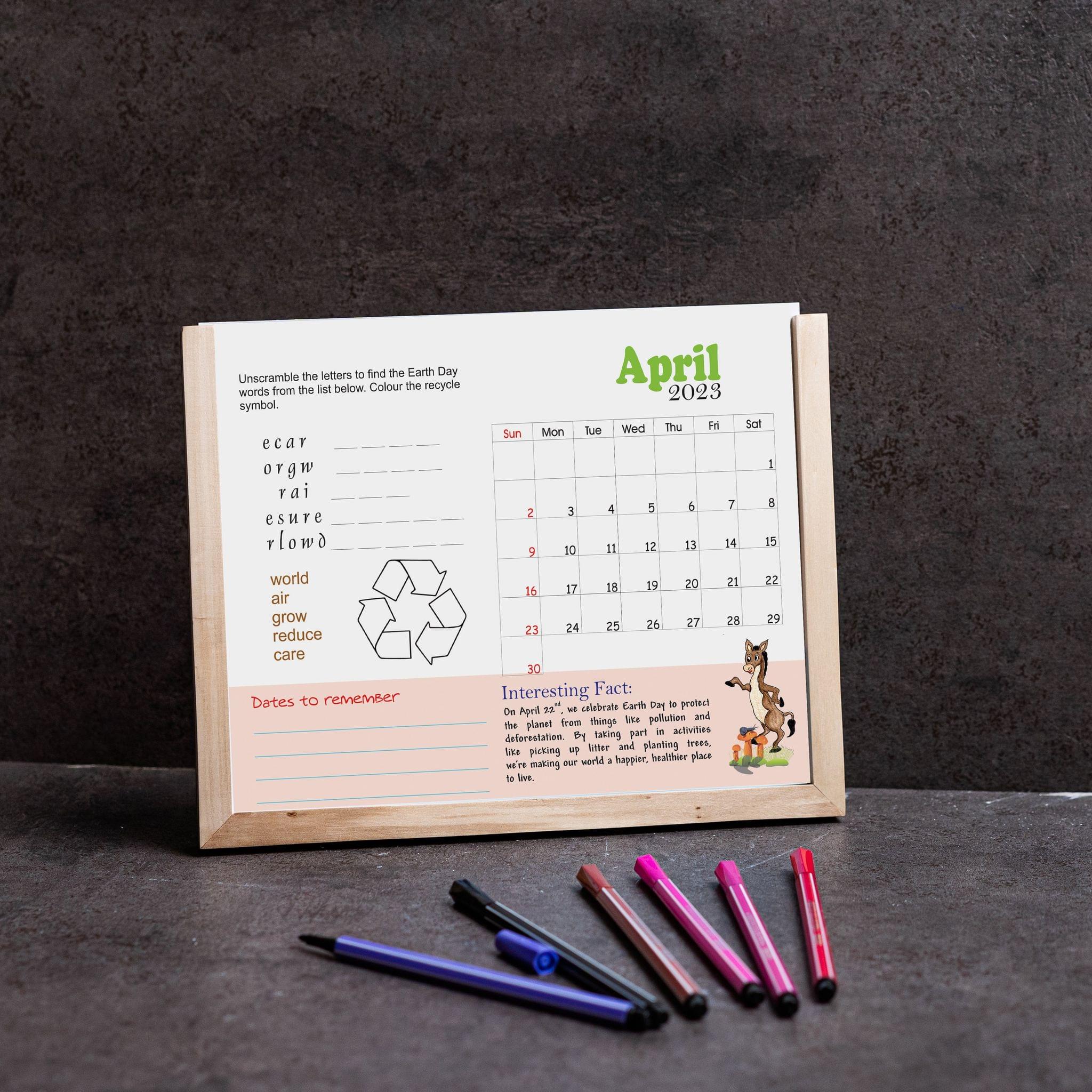 Kids Activity calendar with pen stand