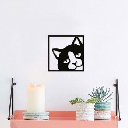 Dbeautify Cat MDF Wooden Wall Hanging for Home Decoration in Black Color Size 12 Inches