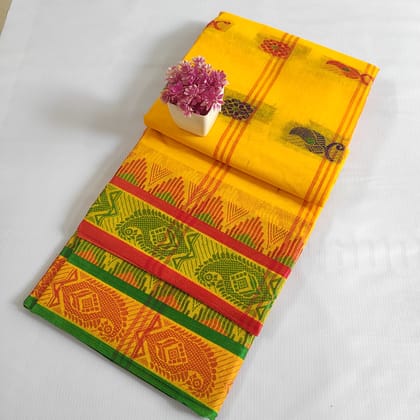 ORIGINAL TANT COTTON SAREE FOR WOMEN -YELLOW ORIGINAL TANT COTTON SAREE FOR WOMEN -YELLOW