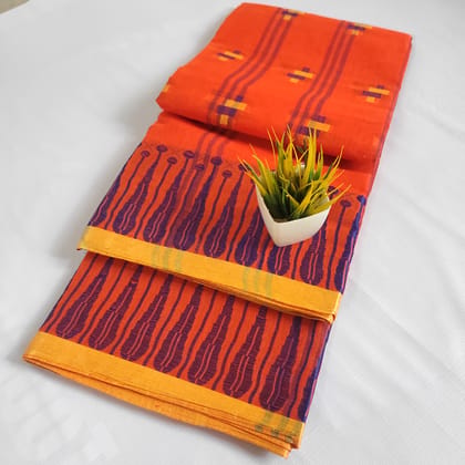 ORIGINAL TANT COTTON SAREE FOR WOMEN -ORANGE ORIGINAL TANT COTTON SAREE FOR WOMEN -ORANGE