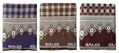 Mandhania Solapur Chaddars 100% Cotton Dailyuse Single Bed Blanket Pack of 3 - Multicolor