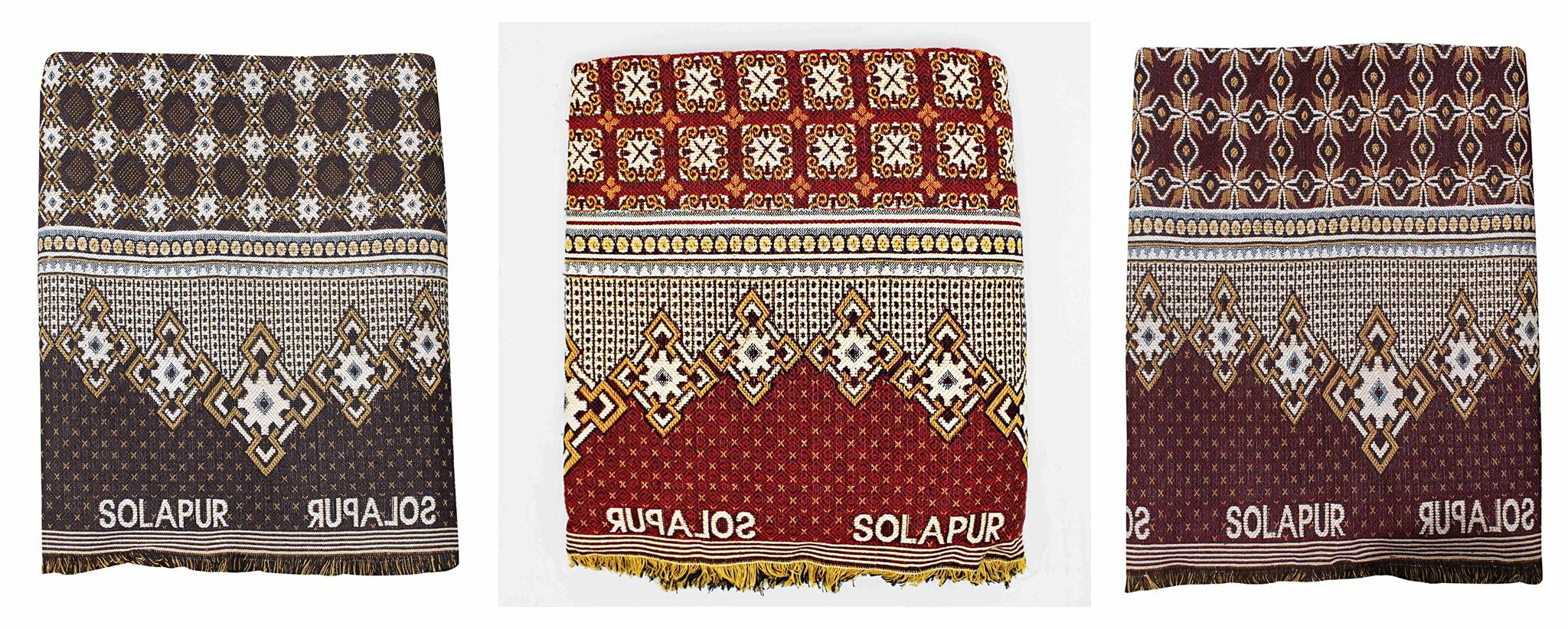 Mandhania Solapur Chaddars 100% Cotton Dailyuse Single Bed Blanket Pack of 3 - Multicolor