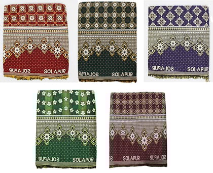Mandhania MayurPankh Solapuri Chaddars 100% Cotton Dailyuse Single Bed Blanket Pack of 5 - Multicolor
