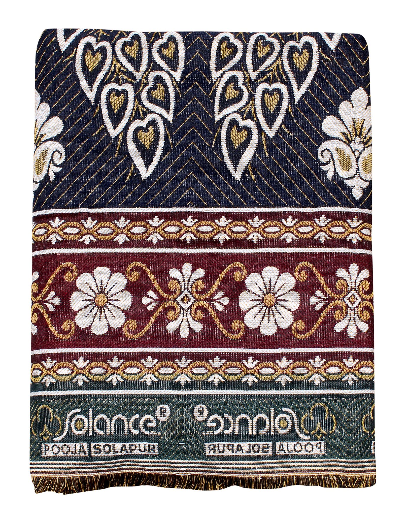 Mandhania Pooja Solapuri Chaddars 100% Cotton Dailyuse Double Bed Blanket Pack of 1 - Multicolor