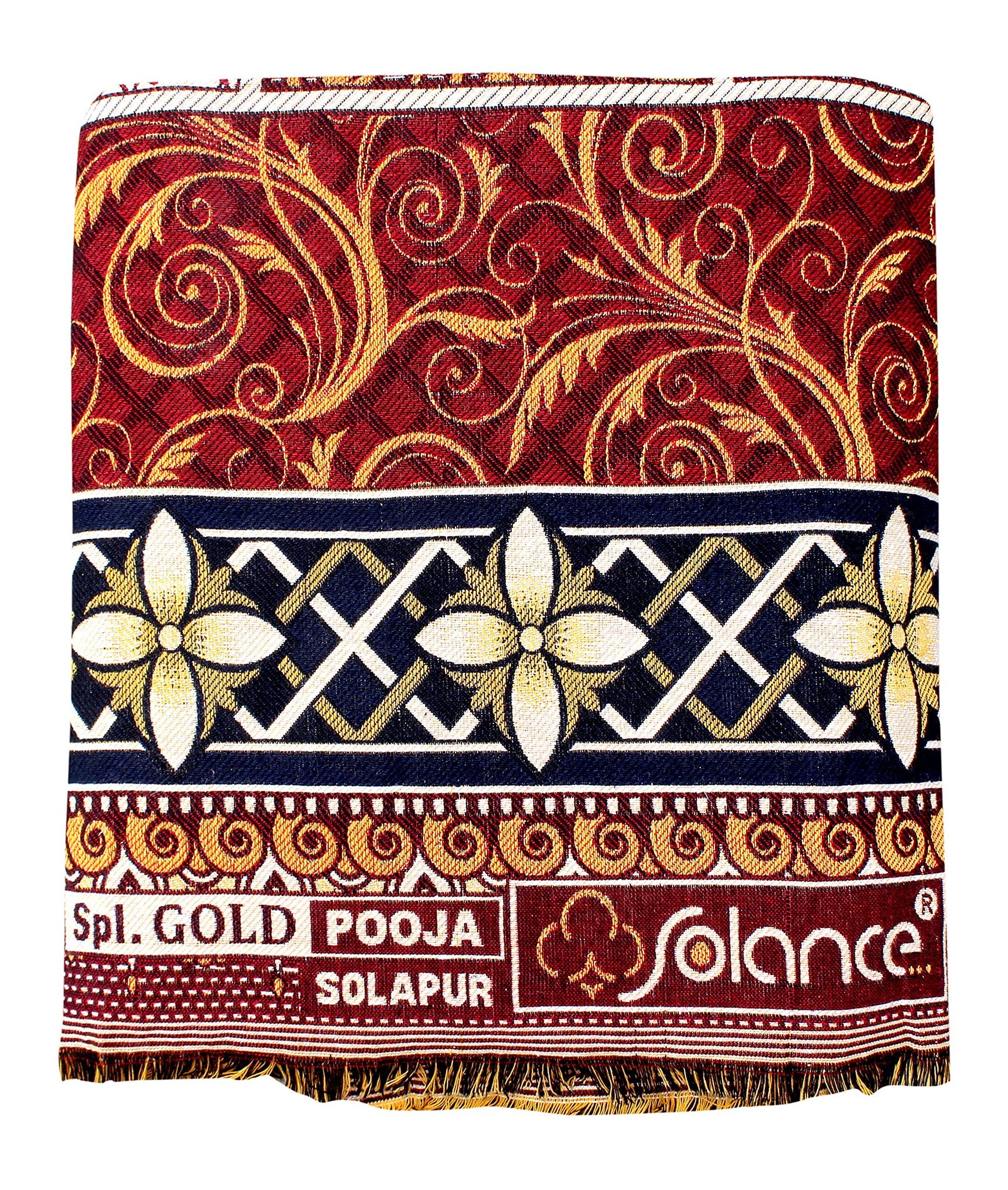 Mandhania Pooja Solapuri Chaddars 100% Cotton Dailyuse Double Bed Blanket Pack of 1 - Multicolor