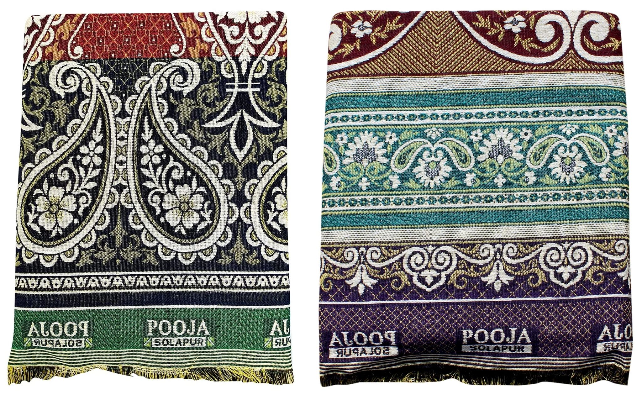 Mandhania Pooja Solapuri Chaddars 100% Cotton Dailyuse Double Bed Blanket Pack of 2 - Multicolor