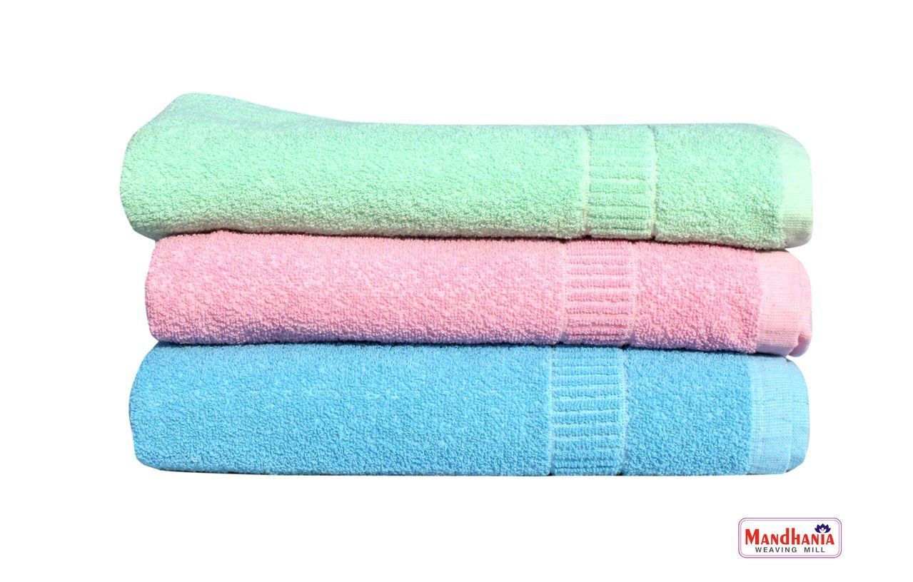 Mandhania Lily Crape Cotton Bath Towels Pack of 3 Multicolor (145cm x 70cm)