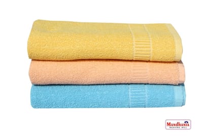 Mandhania Lily Crape Cotton Bath Towels Pack of 3 Multicolor (145cm x 70cm)