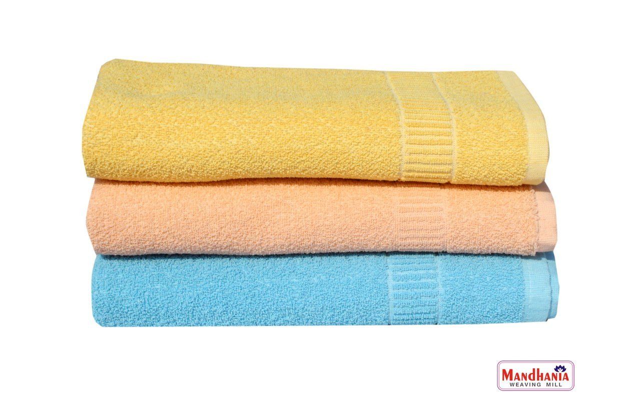 Mandhania Lily Crape Cotton Bath Towels Pack of 3 Multicolor (145cm x 70cm)