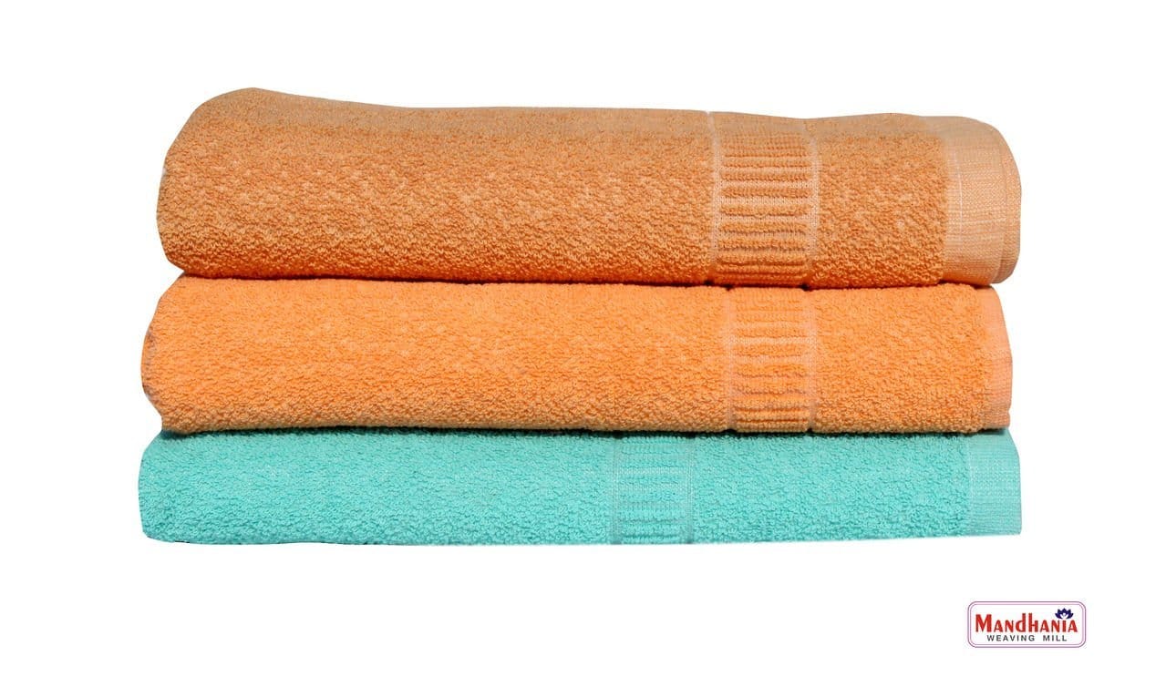 Mandhania Lily Crape Cotton Bath Towels Pack of 3 Multicolor (145cm x 70cm)