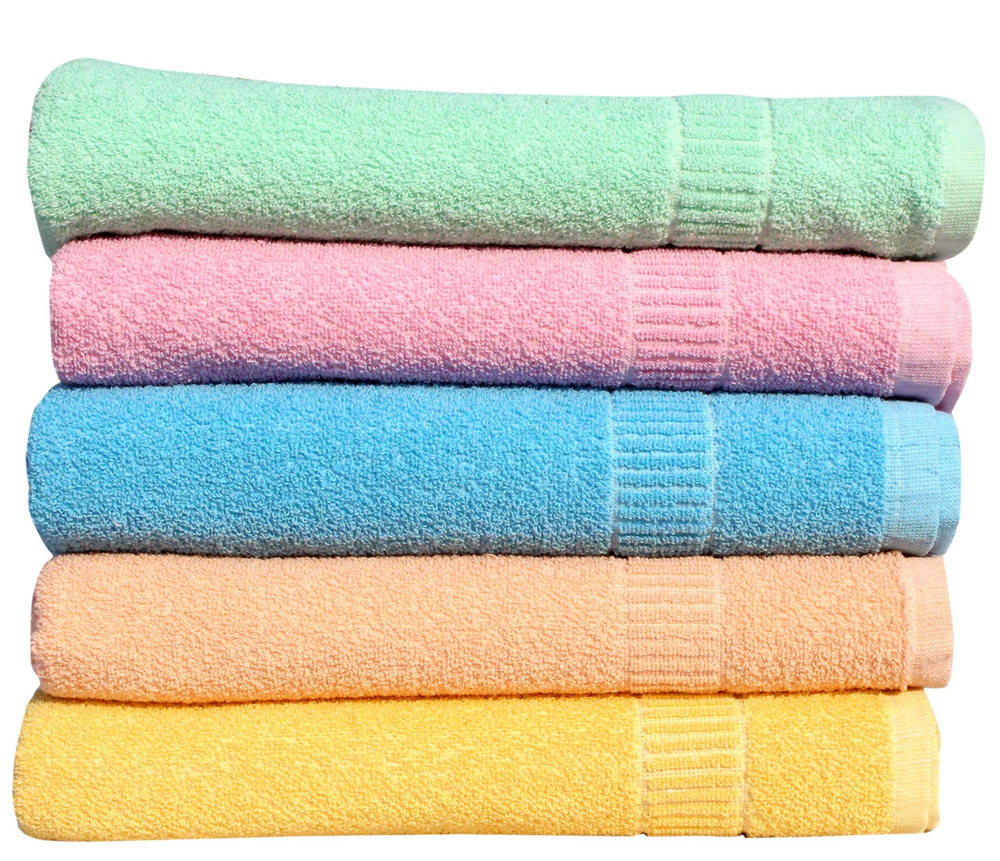 Mandhania Lily Crape Cotton Bath Towels Pack of 5 Multicolor (145cm x 70cm)