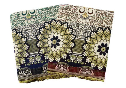 Mandhania Pooja Solapuri Chaddars 100% Cotton Dailyuse Double Bed Blanket Pack of 2 - Multicolor