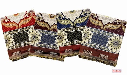 Mandhania Pooja Solapuri Chaddars 100% Cotton Dailyuse Double Bed Blanket Pack of 4 - Multicolor