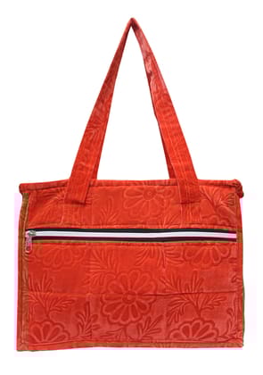 Mandhania Eco Friendly Velvet Shoulder Bag for Women Peach