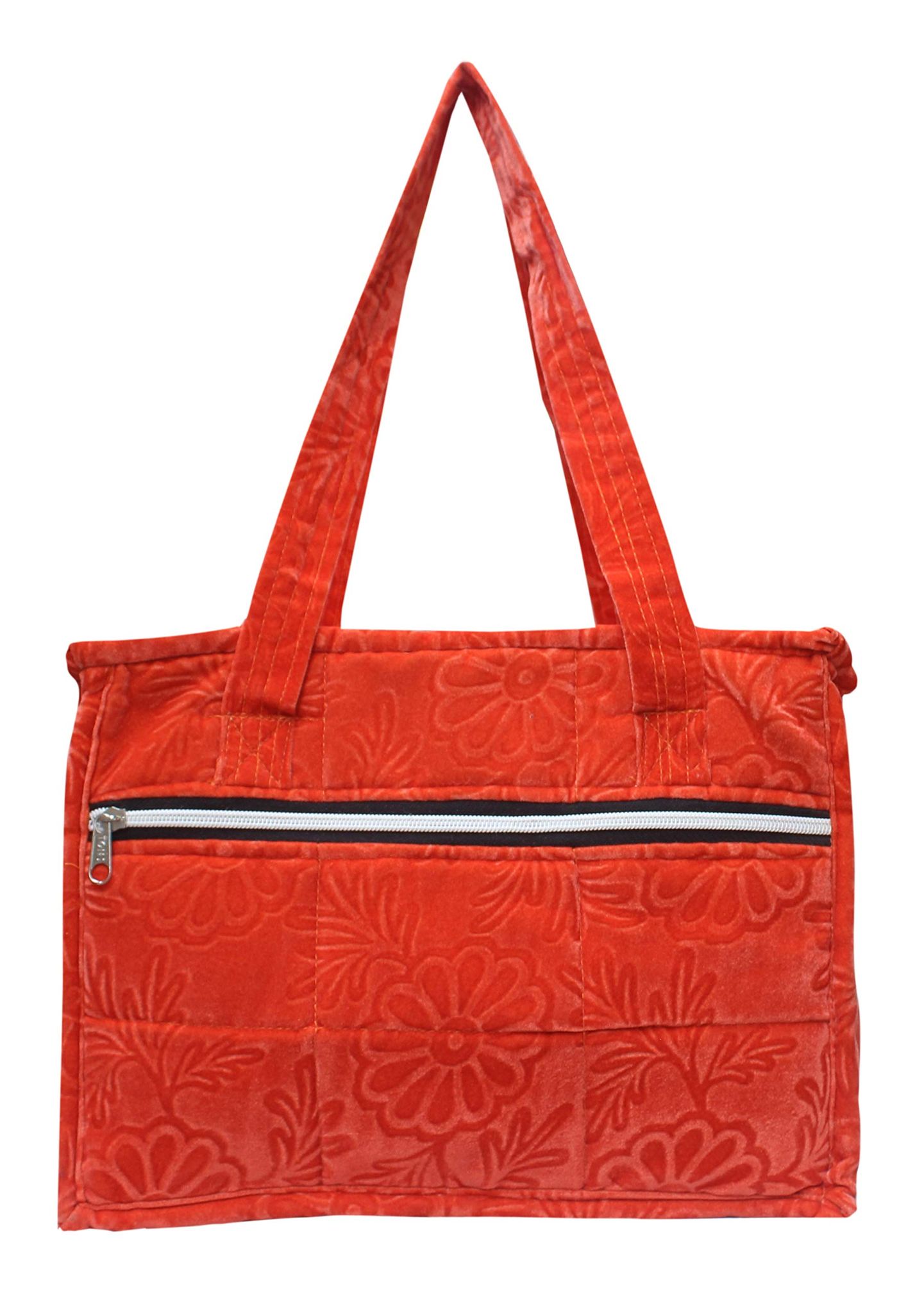 Mandhania Eco Friendly Velvet Shoulder Bag for Women Peach