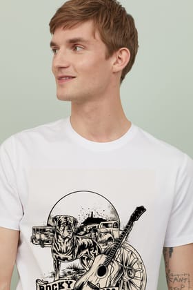 White Men's Printed T shirt