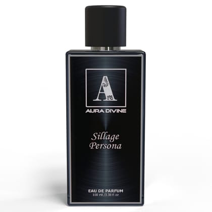 Aura Divine Sillage Persona EDP Premium evergreen perfume gift for Men & Women| Long Lasting Fragrance |Eau de Parfum| Amber, Musk, Woody Strong Summer Scent - 100 ml