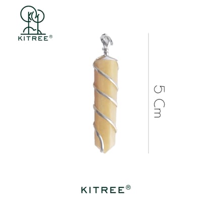 KITREE NATURAL YELLOW AGATE CRYSTAL PENCIL PENDENT WITH CHAIN FOR UNISEX 5 CM APPROX. (COLOR YELLOW) KITREE NATURAL YELLOW AGATE CRYSTAL PENCIL PENDENT WITH CHAIN FOR UNISEX 5 CM APPROX. (COLOR YELLOW)