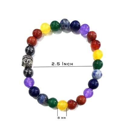 KITREE ENERGISED NATURAL SEVEN CHAKRAS CRYSTAL BRACELET WITH BUDDHA 8MM ROUND SHAPE FOR UNISEX (MULTI COLOR) KITREE ENERGISED NATURAL SEVEN CHAKRAS CRYSTAL BRACELET WITH BUDDHA 8MM ROUND SHAPE FOR UNISEX (MULTI COLOR)