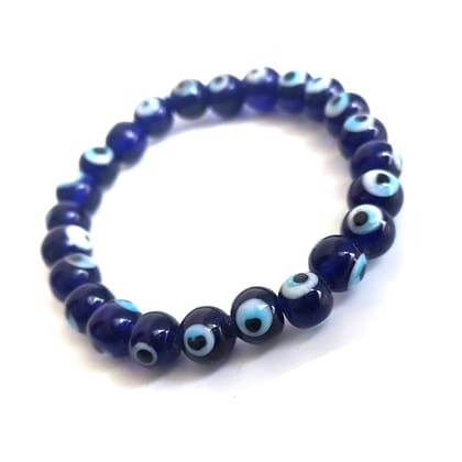 KITREE NATURAL EVIL EYE CRYSTAL BRACELET 8MM ROUND FOR UNISEX (COLR BLUE) KITREE NATURAL EVIL EYE CRYSTAL BRACELET 8MM ROUND FOR UNISEX (COLR BLUE)