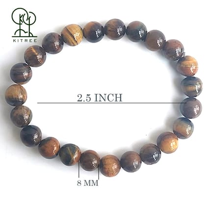 KITREE NATURAL TIGER EYE CRYSTAL BRACELET 8MM ROUND FOR UNISEX (COLOR GOLDEN BROWN) KITREE NATURAL TIGER EYE CRYSTAL BRACELET 8MM ROUND FOR UNISEX (COLOR GOLDEN BROWN)
