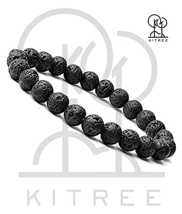 KITREE NATURAL LAVA STONE CRYSTAL BRACELET 8MM ROUND FOR UNISEX (COLOR BLACK) KITREE NATURAL LAVA STONE CRYSTAL BRACELET 8MM ROUND FOR UNISEX (COLOR BLACK)