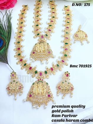 Premium Quality Gold Polish Ram parivar Casula Haram Combo