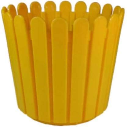 Dbeautify Yellow Fence Style Plastic Planter – Decorative Round Pot for Garden & Home | Buy Online