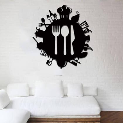 Dbeautify Beautiful Design MDF Wooden Wall Hanging for Kitchen & Restaurant Decoration in Black Color Size: 12x12 Inches