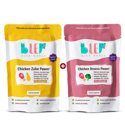 BLEP Chicken Brocco & Zuke Dog Food Combo Pack (2 packs of 300g) BLEP Chicken Brocco & Zuke Dog Food Combo Pack (2 packs of 300g)