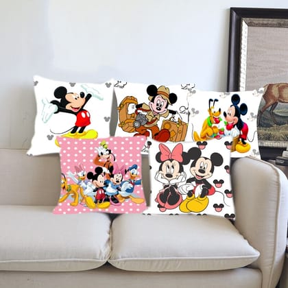 Homester home Kids Cartoon cushion cover micky mouse 16*16 inch pack of 5 Piece Homester home Kids Cartoon cushion cover micky mouse 16*16 inch pack of 5 Piece