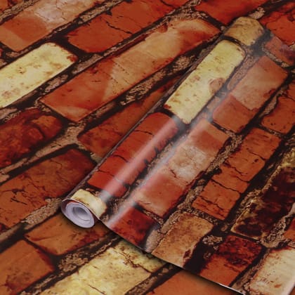 LAAYO Wall Sticker for Home - Wallpaper Wall for Bedroom - Self Adhesive Waterproof Wallpaper - PVC Wall stiicker Wallpaper for Living Room (40cm x 250cm, Red Bricks) LAAYO Wall Sticker for Home - Wallpaper Wall for Bedroom - Self Adhesive Waterproof Wallpaper - PVC Wall stiicker Wallpaper for Living Room (40cm x 250cm, Red Bricks)
