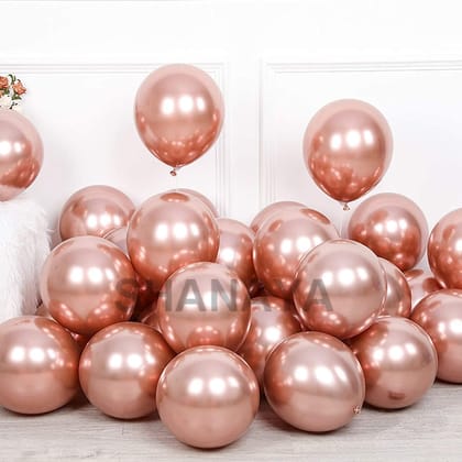 SHANAYA Metallic Chrome Balloons For Birthday Pack Of 50 For Adults Girls Boys For All Occasions - Rose Gold