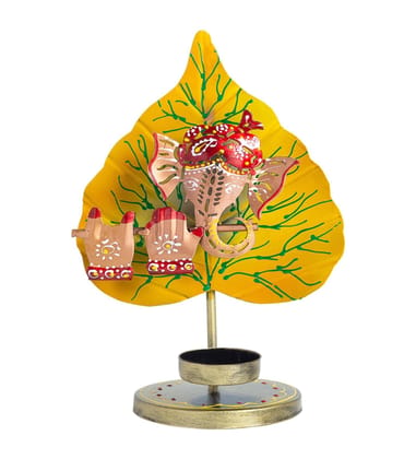 SHAMBHU HANDICRAFTS Handpainted Ganesha Yellow Colour Wrought Iron T-Light Holder SHAMBHU HANDICRAFTS Handpainted Ganesha Yellow Colour Wrought Iron T-Light Holder