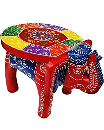 SHAMBHU HANDICRAFTS Wooden Decorative Rajastani Hand Painted Elephant Stool | Rajasthani Home Decor Handicrafts | Home Decorative Items in Living Room, Bedroom | Showpiece Gifts SHAMBHU HANDICRAFTS Wooden Decorative Rajastani Hand Painted Elephant Stool | Rajasthani Home Decor Handicrafts | Home Decorative Items in Living Room, Bedroom | Showpiece Gifts