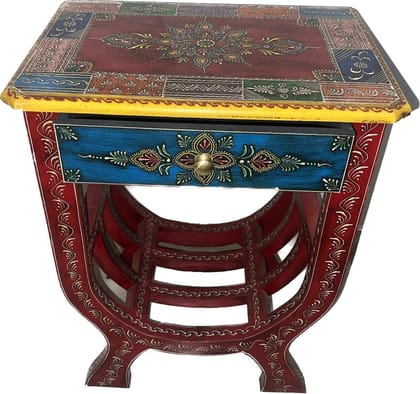 Shambhu Handicrafts Wooden U Shape Stool Cum Side Table || Hand-Painted With One Drawer Storage & Magazine Rack || HOME || RESTAURANT || OFFICE || DRAWING,LIVING ROOM DECOR Shambhu Handicrafts Wooden U Shape Stool Cum Side Table || Hand-Painted With One Drawer Storage & Magazine Rack || HOME || RESTAURANT || OFFICE || DRAWING,LIVING ROOM DECOR