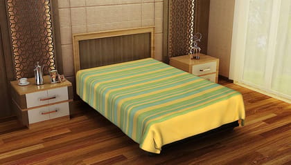 Baghpat Fabs 90 TC Handloom Striped Cotton Single Flat Bedsheet (Multicolour, 229 x 152 cm)