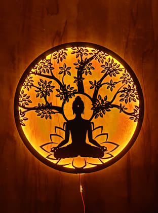 EU Modern Metal Wall Art With LED Panel for Wall Decoration - Wall Hanging for Living Room, Bedroom - Big Size Wall Sculptures ((Size:-45X45 CM), LORD BUDDHA) EU Modern Metal Wall Art With LED Panel for Wall Decoration - Wall Hanging for Living Room, Bedroom - Big Size Wall Sculptures ((Size:-45X45 CM), LORD BUDDHA)