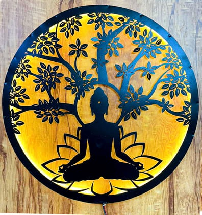 EU Modern Metal Wall Art With LED Panel for Wall Decoration - Wall Hanging for Living Room, Bedroom - Big Size Wall Sculptures ((Size:-50X50 CM), LORD BUDDHA) EU Modern Metal Wall Art With LED Panel for Wall Decoration - Wall Hanging for Living Room, Bedroom - Big Size Wall Sculptures ((Size:-50X50 CM), LORD BUDDHA)