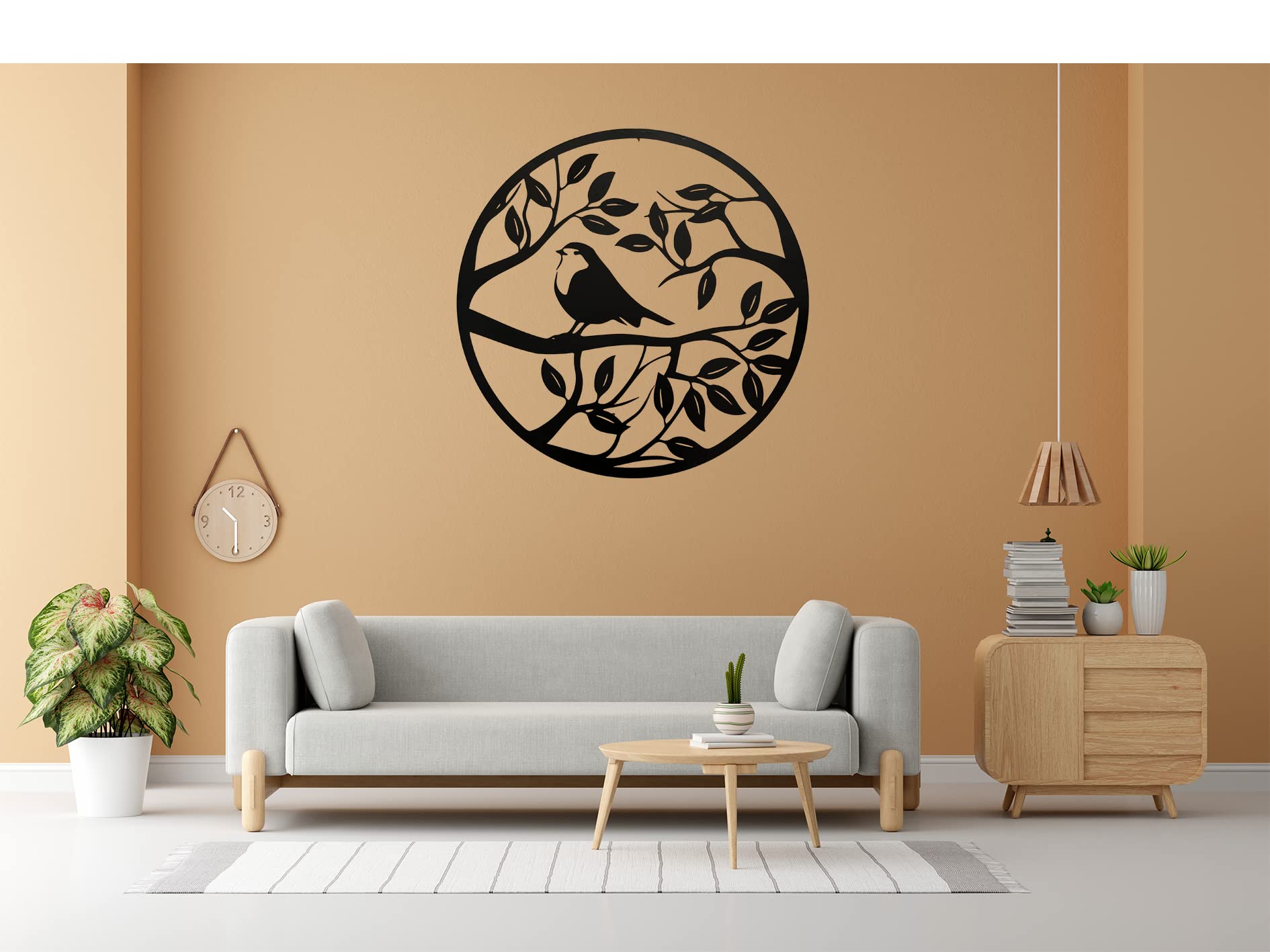 EU:-Bird on Tree Branch Metal Wall Art - CNC Laser Cut, Fade and Water Resistant, LED Light Included - Perfect for Art Rooms, Living Rooms, Kids Room, Restaurants, Offices, Impressive Gift